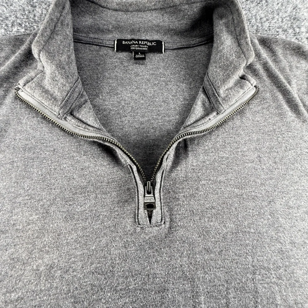 Banana Republic Luxury Touch Performance Quarter Zip Pullover Gray Mens Large